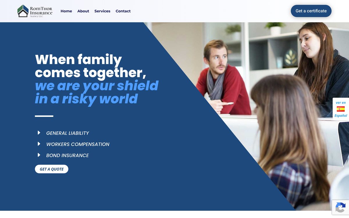 RomThor Insurance homepage — When family comes together, we are your shield in a risky world